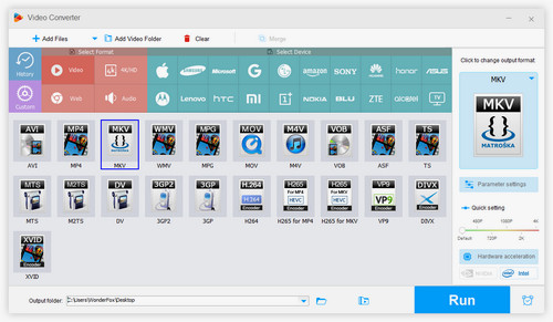 Select your file output format