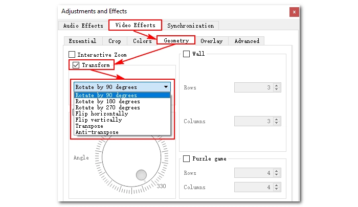 Video Rotate Options