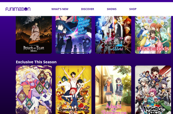 Otro buen sitio web legal de anime: Funimation