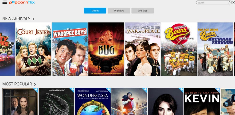 Popcornflix - Safe Websites to Watch Free Movies