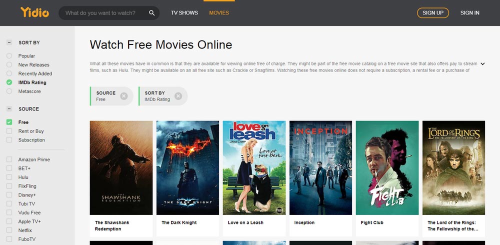 Yidio - Safe Free Movie Sites