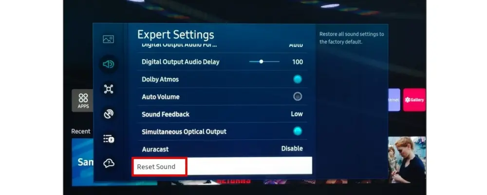 Reset Sound on Samsung TV
