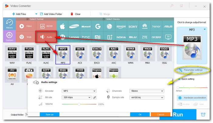 Choose MP3 as the Output Format