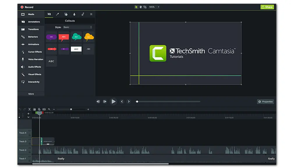 Screenshot of Camtasia