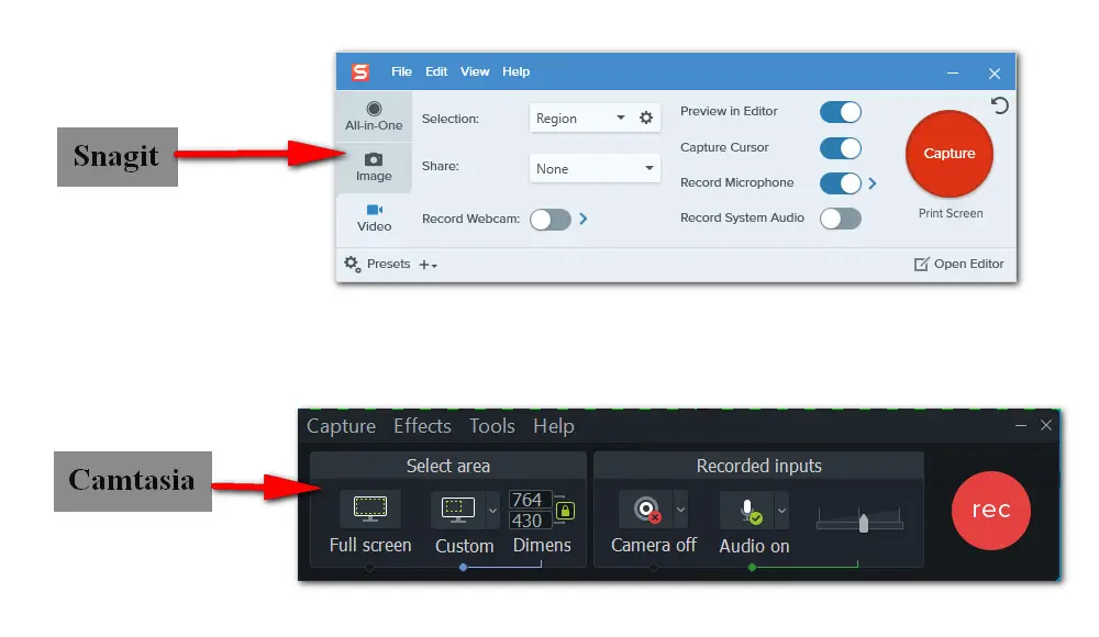 Comparison Between Snagit and Camtasia