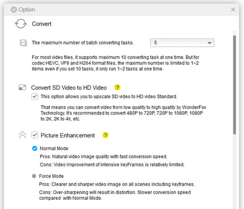 HD Video Output Settings