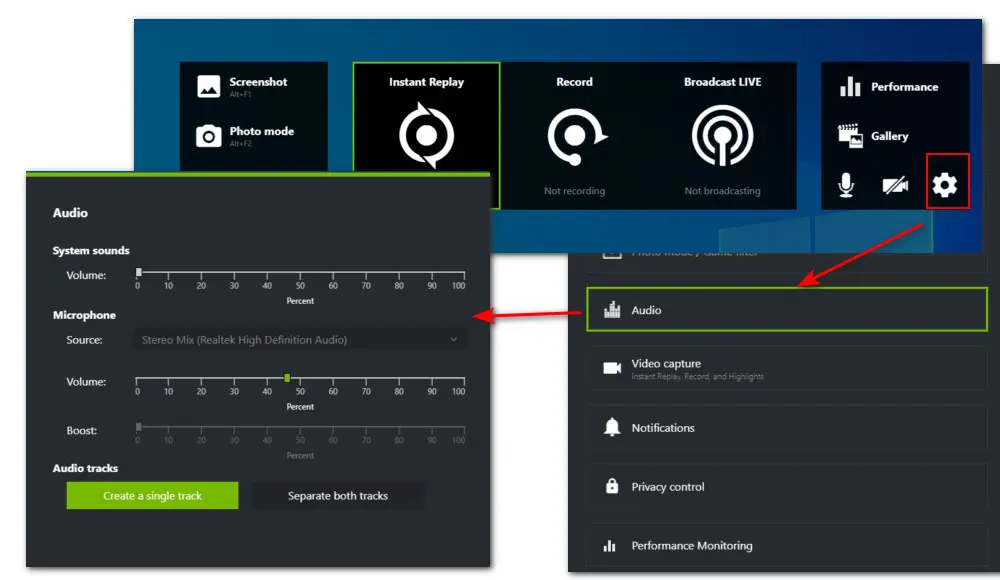 Set up Audio Device for ShadowPlay