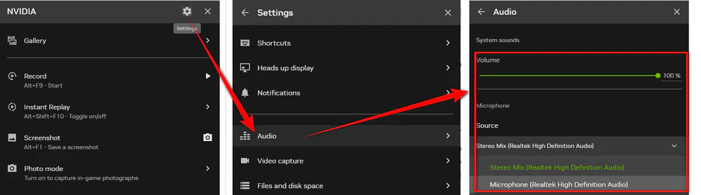 Check ShadowPlay Audio Settings