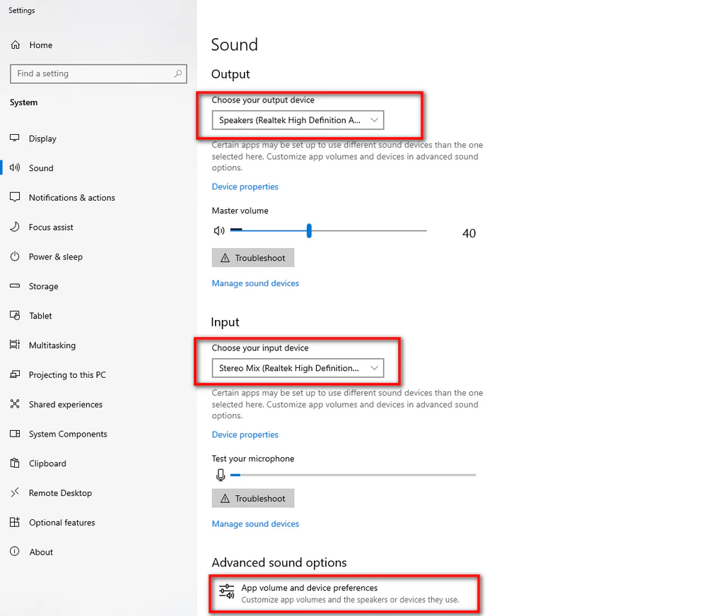 Set the Correct Windows Sound Devices