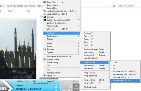 BS Player to play a slow motion video