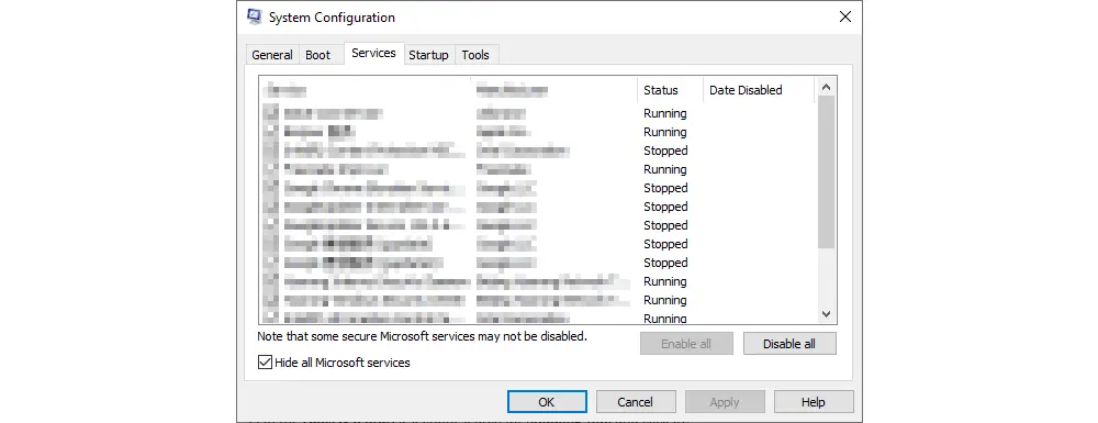 Disable Interfering Software