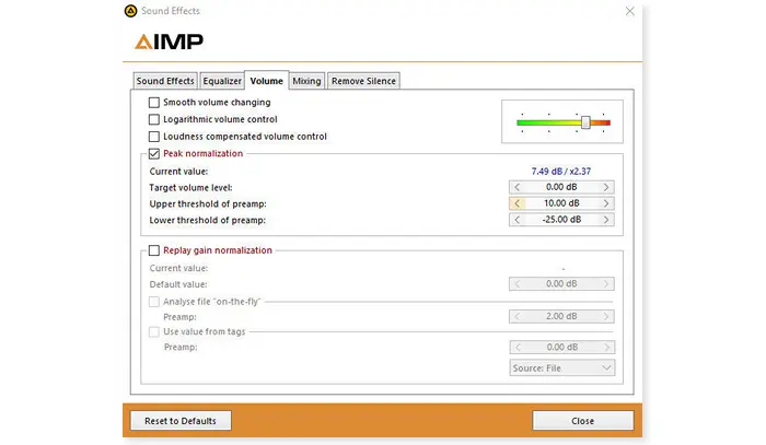 Normalize Volume in AIMP