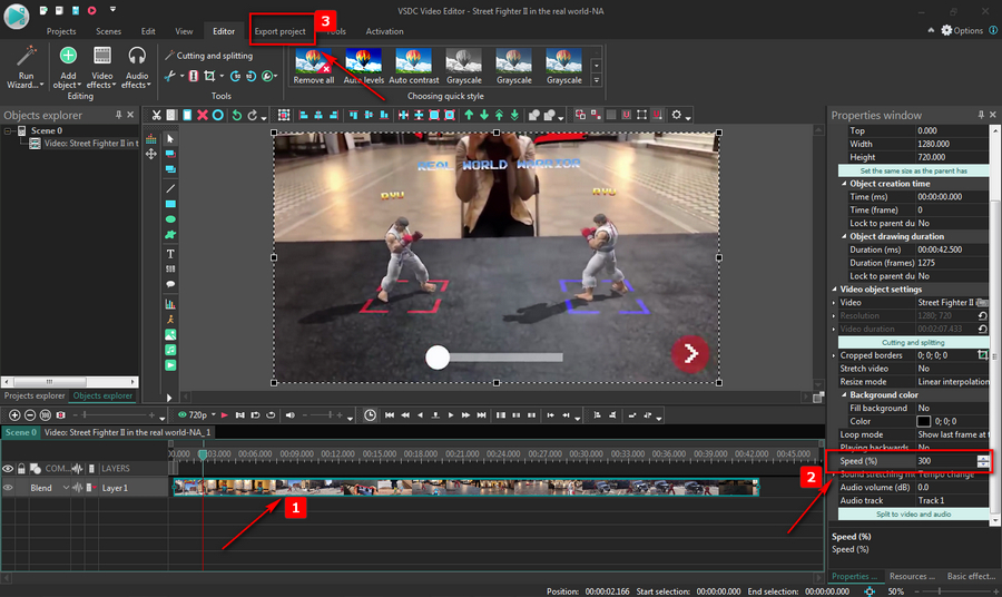 Accelerate Video in VSDC Video Editor