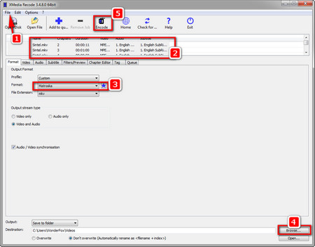 MKV Split Chapters in XMedia Recode 