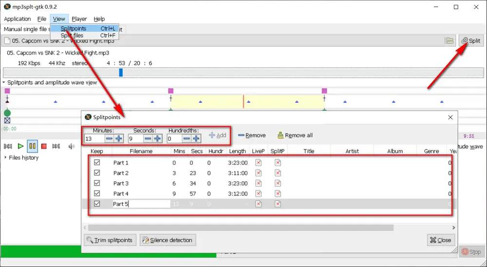 mp3splt-gtk Separate MP3 into Tracks