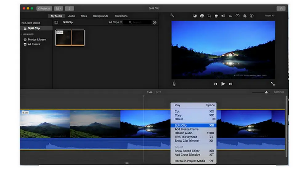 iMovie Split Video