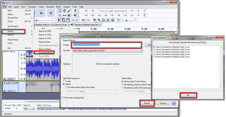 How to Split a Clip in Audacity - Export the Audio Clips