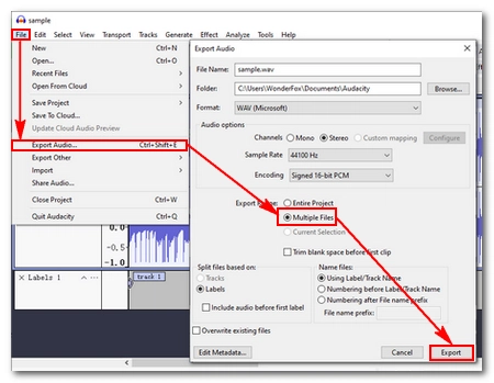 Export the Audio Clips