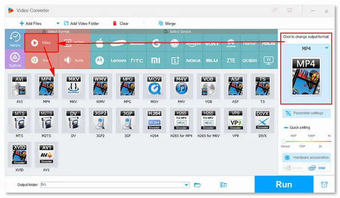 Choose Export Profile