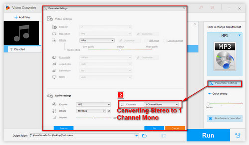 How to convert 2 channels stereo to 1 channel mono