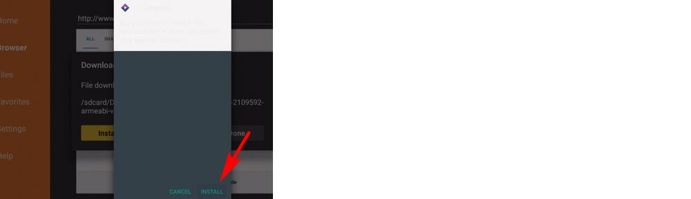 Select Install Stremio Fire TV