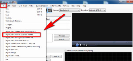 Convert .sub to .srt in Subtitle Edit