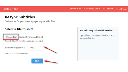 Online Subtitle Shifter