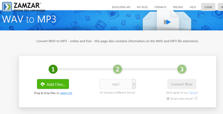 Reduce WAV File Size Online via Zamzar