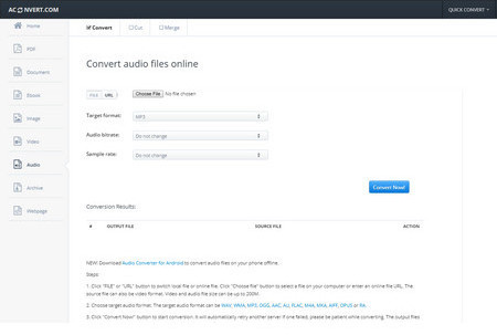 Convert Audio to the Smaller Size on Aconvert