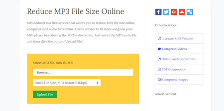 Reduce MP3 File Size Online on MP3smaller