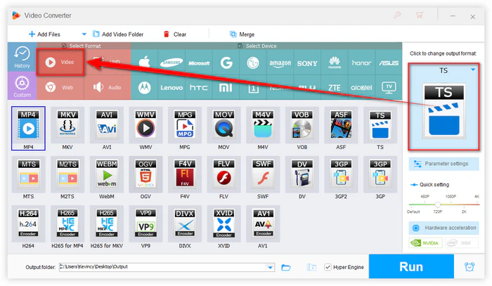 Select an Output Format for TRP Files