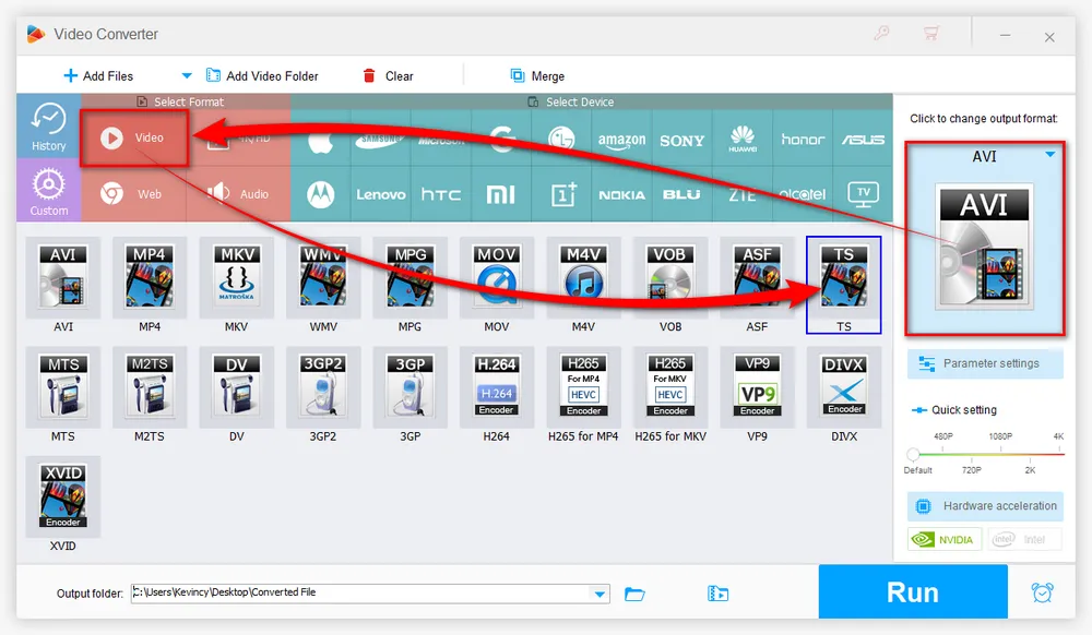 Choose TS as Export Format