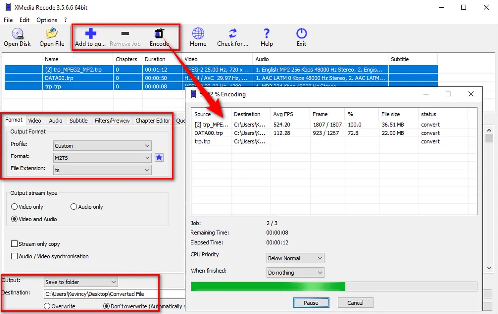 Convert TRP to TS with XMedia Recode