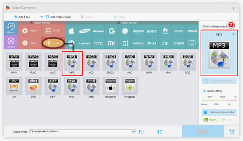 Choose MP3 as Output Format