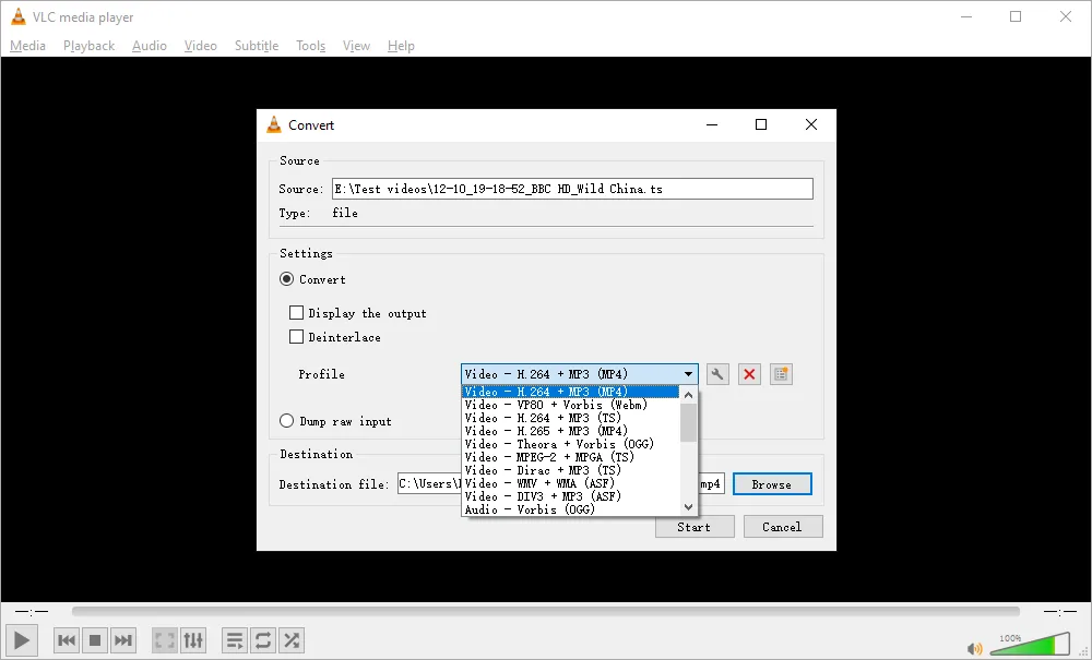 VLC Convert TS File to MP4 Free