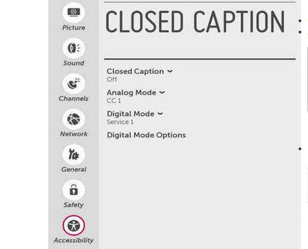 LG TV Closed Caption Turn Off