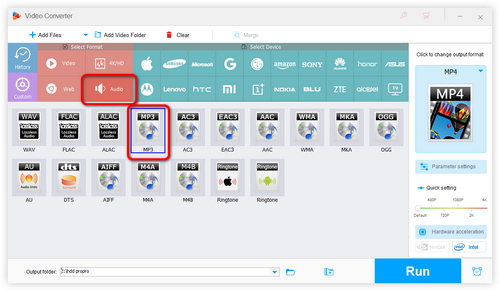 Choose output format as MP3