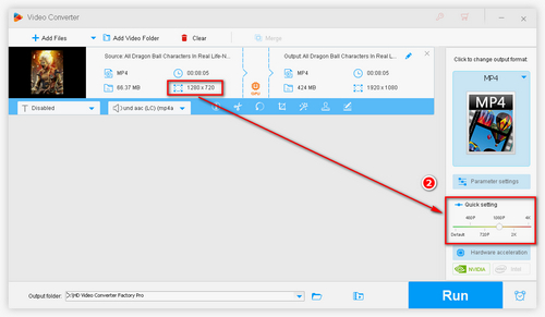 Upconvert to 4K Video by Dragging Resolution Bar