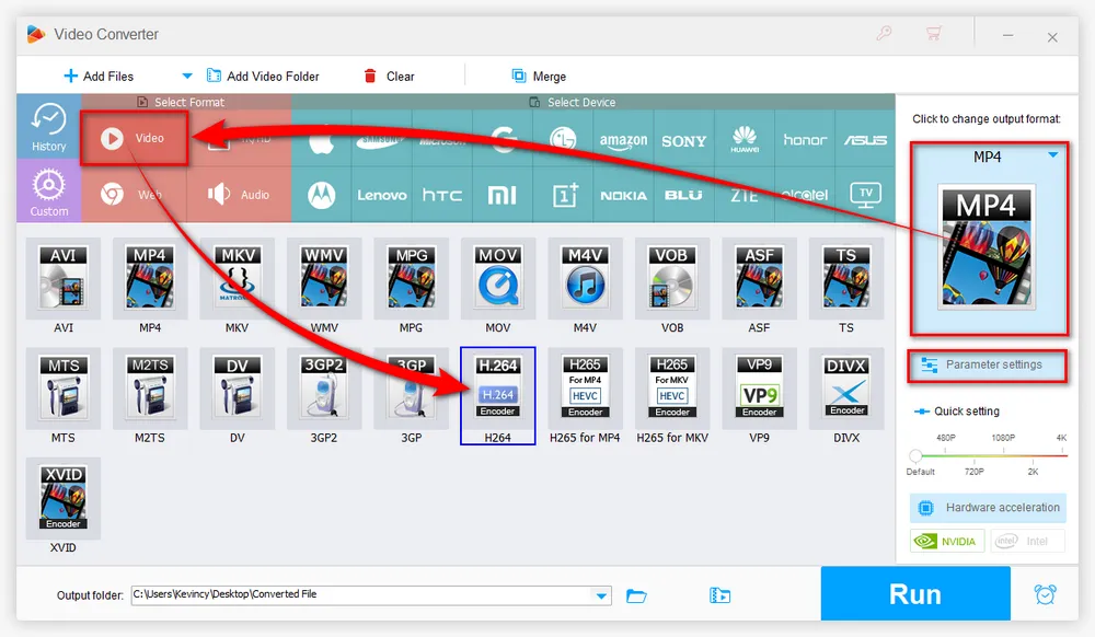 Choose H.264 Profile as Export Format