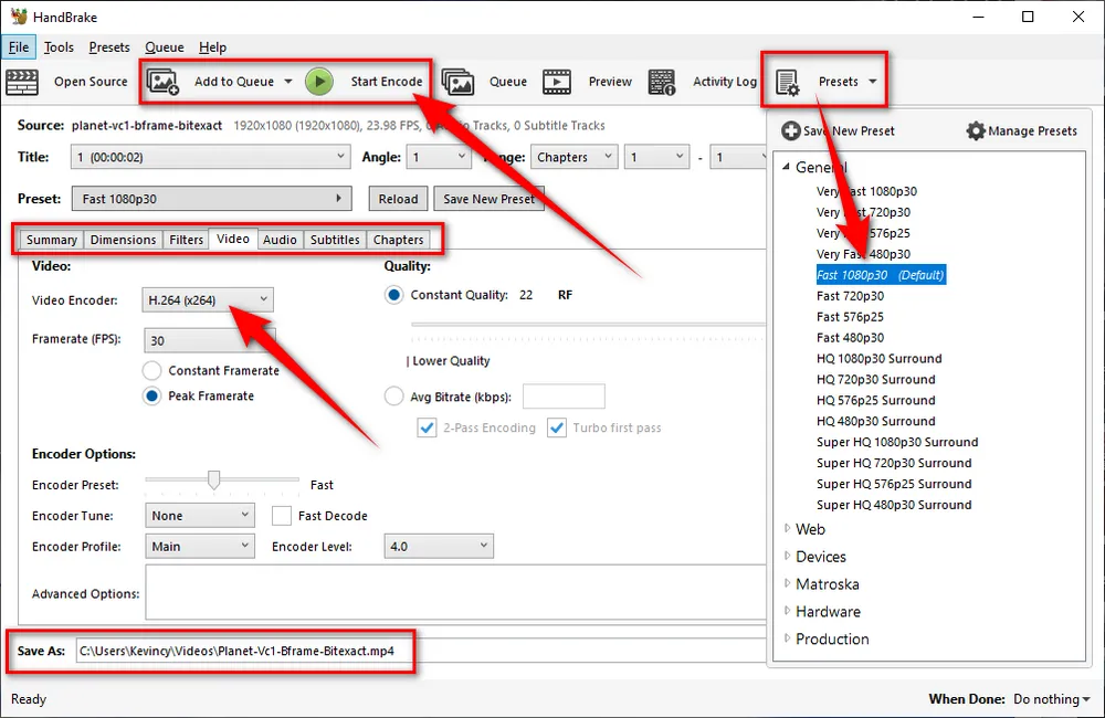 HandBrake Convert VC-1 to H.264