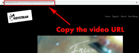Copy shareable Verystream video URL