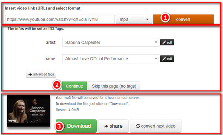 Converting Vevo URL to MP3 Online