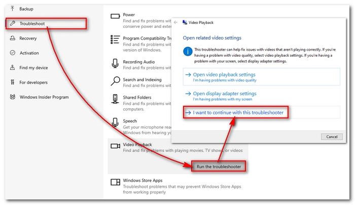 Run Video Playback Troubleshooter