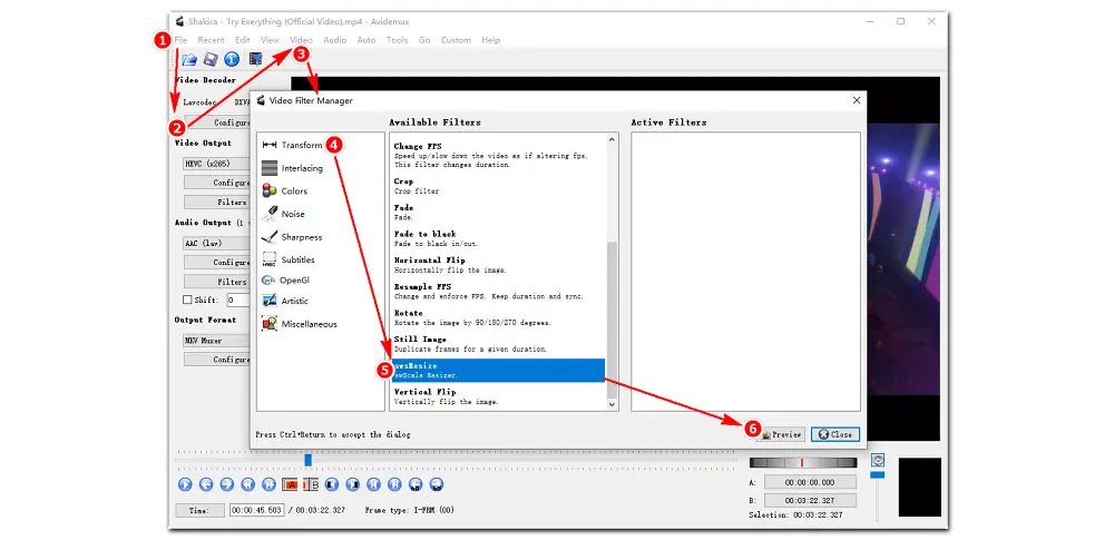 Resize MB Video Avidemux