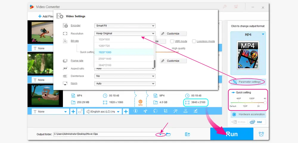 Modify Video Resolution