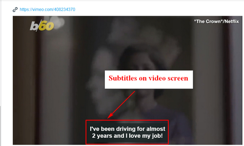 Vimeo captions and subtitles on video screen