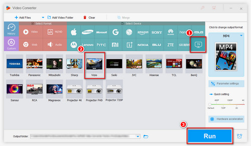 Convert videos to Vizio TV USB format