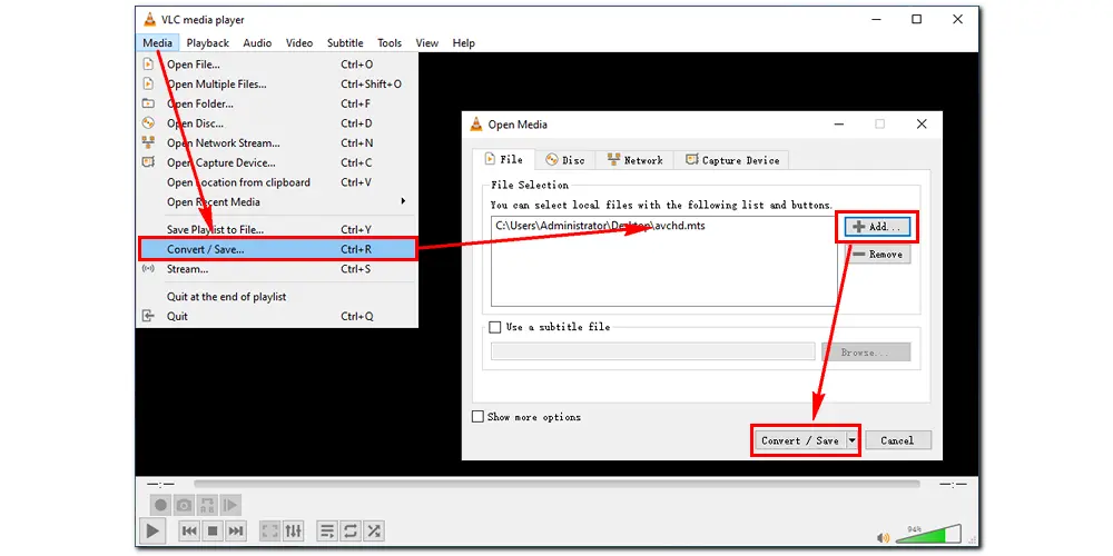 Import AVCHD Files into VLC