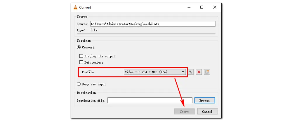 Convert AVCHD to MP4 VLC