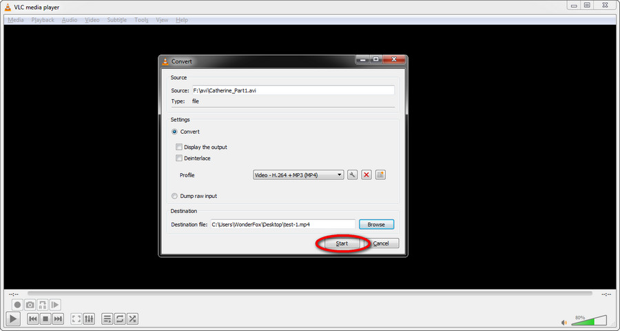 convert mp4 to amv vlc